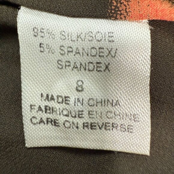 Tahari Top Womens 8 Silk Blend Floral Button Up Sheer Boho Flared Sleeves Brown - Picture 4 of 7